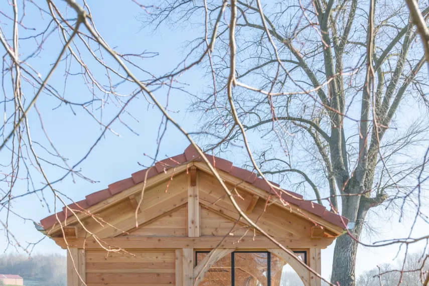 Bar en bois dans le jardin 