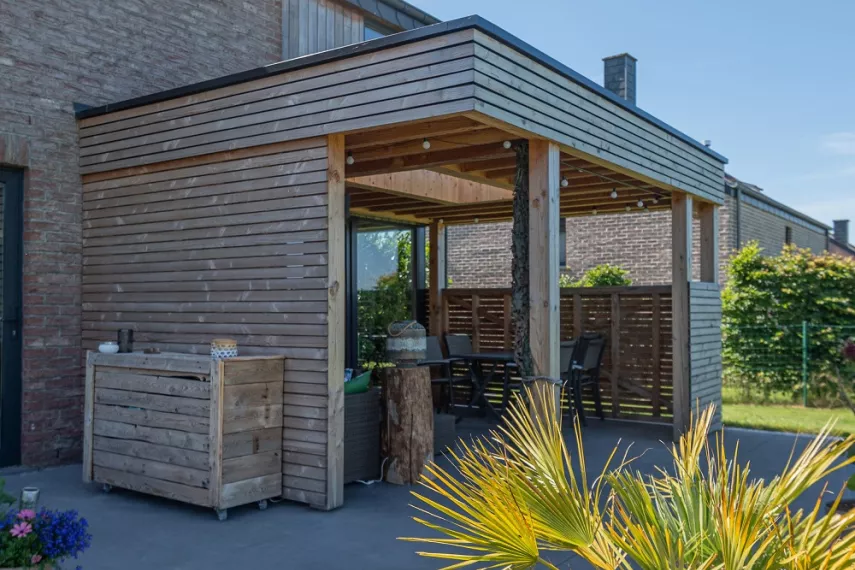 Couverture de terrasse en bois 